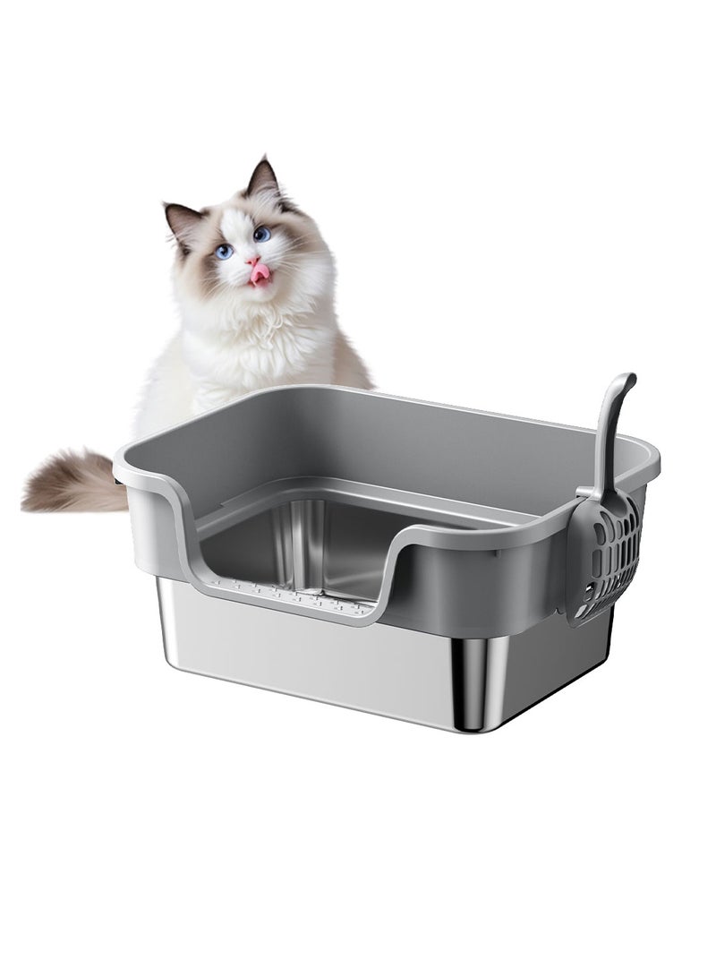 Kidle Cat Litter Box Metal Litter Pan Tray with High Wall Sides Non-Sticky Odorless - Image 1